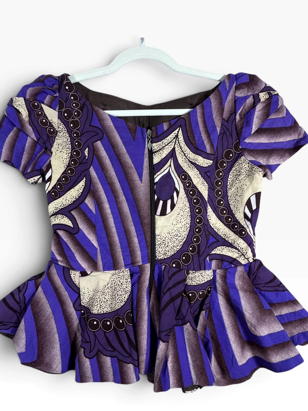 African Ankara Wax Print Peplum Blouse for Women - Picture 7 of 7